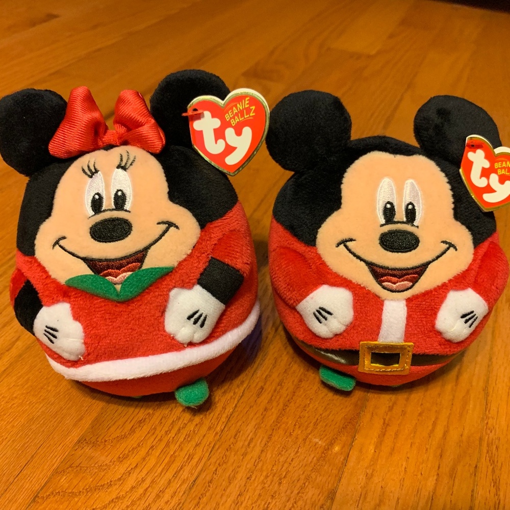 NWT Beanie Ballz Disney Mickey Minnie Mouse Toy 5"